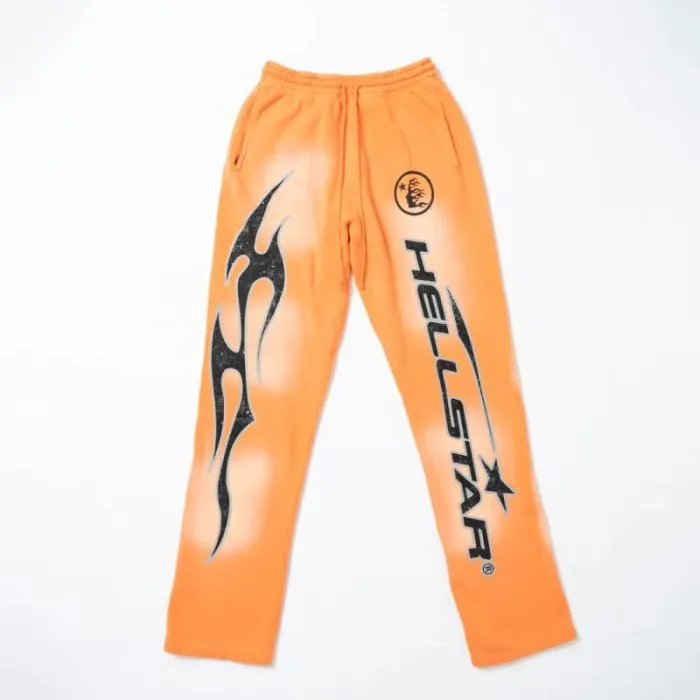 Hellstar Fire Orange Flare Bottom Sweatpants