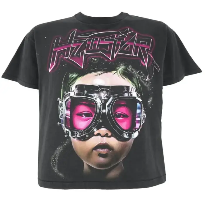 Hellstar Future Pink Goggles Washed Tee Black